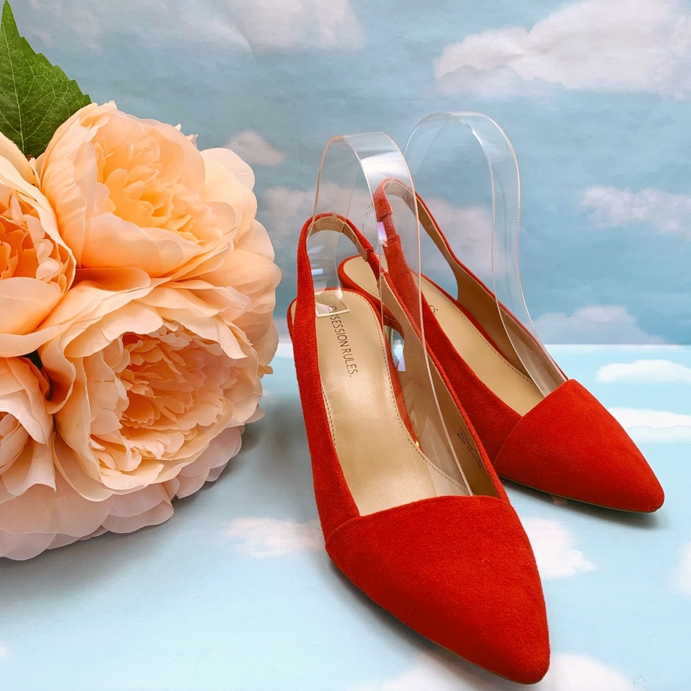 Obsession Rules Red Suede Leather Slingback Sandal